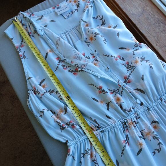 Ava & Viv Floral Blouson Dress XL lightweight summer button front blue - Picture 14 of 15